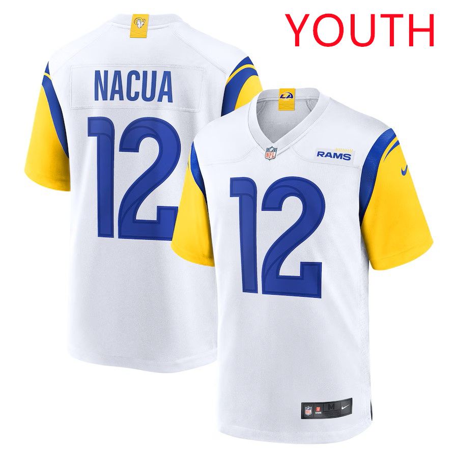 Youth Los Angeles Rams #12 Puka Nacua White Nike 2025 Game Player NFL Jersey